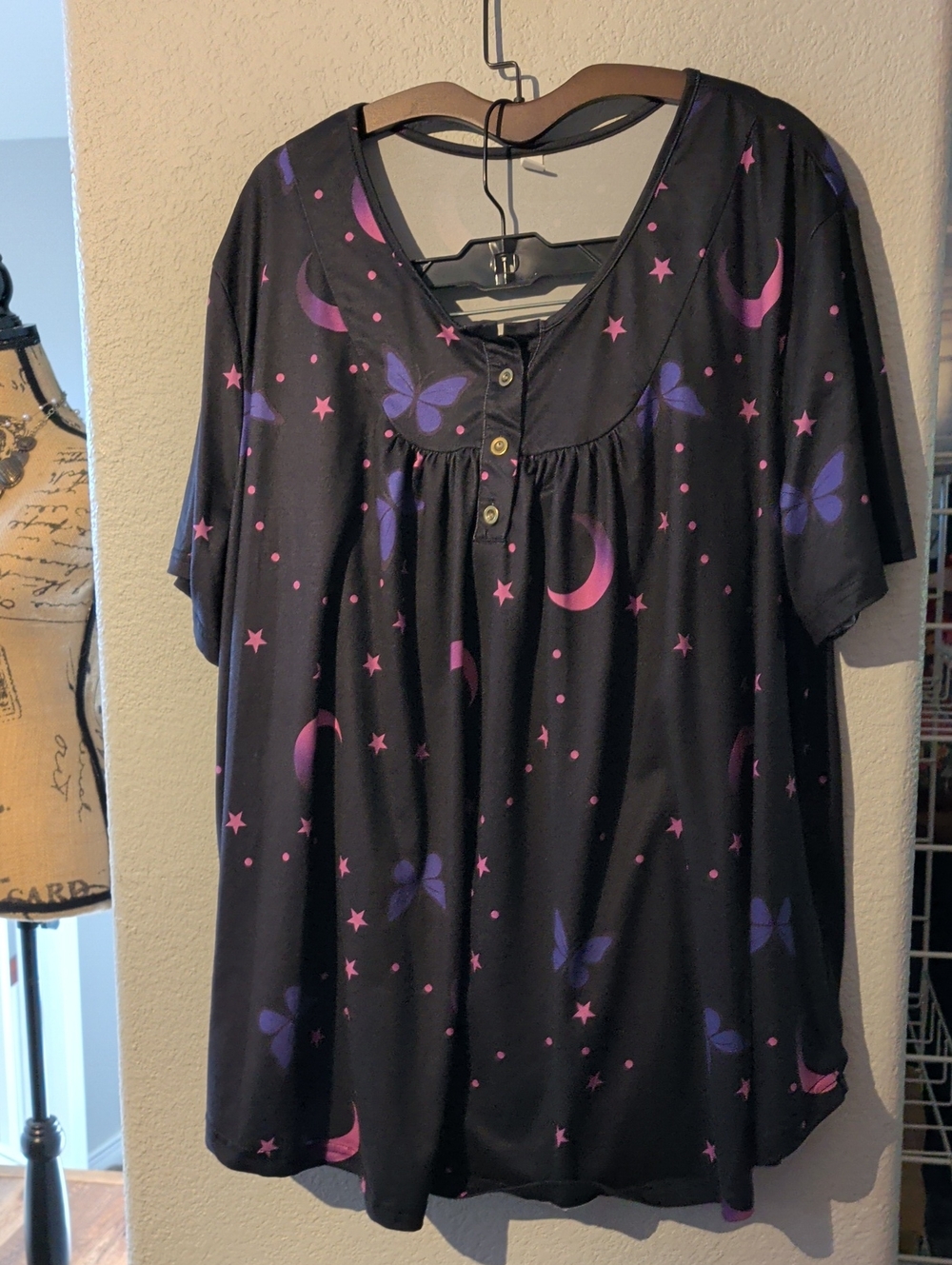 George Black Sleep Shorts Top Set with Purple Butterflies & Pink Moons